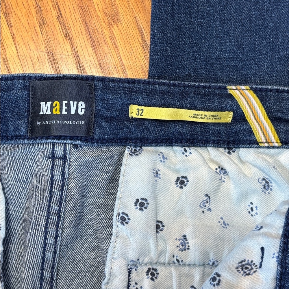 Maeve Anthropologie Dark Wash Stretch Jeans High-Rise Straight Leg Women Size 32 - Picture 13 of 16
